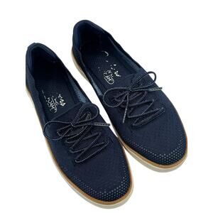 Skechers Coastal Drive Boat Shoes Womens 7 Navy Blue Slip On Knit Memory Foam